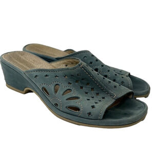 Rhode Turquoise Suede Wedge - Comfortable Laser Cutouts